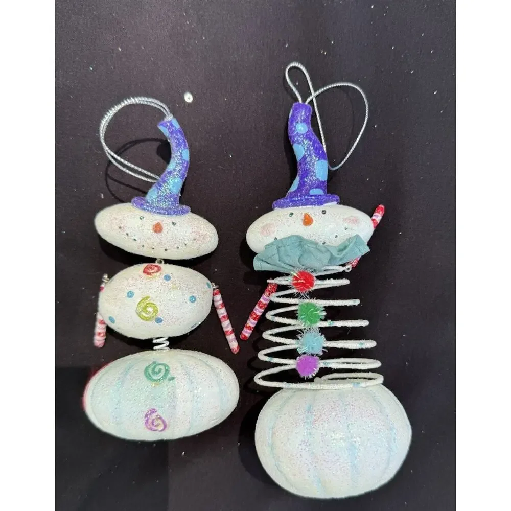2 Midwest Of Cannon Falls Snowman Whimsical Christmas ornaments -K2
